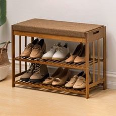 GAPANG 椅子式木質預製二層鞋櫃700, 棕色