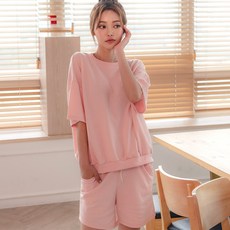 테라우드 솔리드 무지 냉감 잠옷 상하의 세트