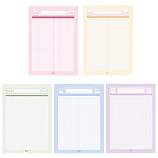 雨後B5標籤網格墊 5種組, 粉色、黃色、綠色、藍色、紫色, 1套