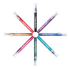 Kkukkukkakka 雙線輪廓筆 2.0mm 8色組, 混色, 1套