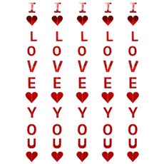 LivingDA 直式 LOVE 訊息掛旗 5入, 紅色