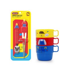 OXFORD 積木造型餐具/杯子套組, 湯匙+收納袋(紅色)+杯子(黃色+紅色+藍色), 1組