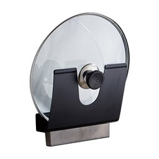 블럭마트 주방 접착식 스텐 냄비뚜껑 거치대 물통형 + 접착제 세트, 블랙, 1세트