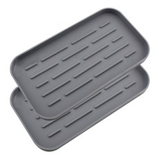 블럭마트 싱크대 실리콘 드라잉 매트 수세미 세제 보관 홀더, 그레이, 2개