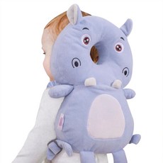 嬰兒四季河馬造型護頭枕, 藍色, 1個