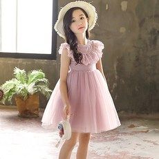 noble angel 女童肩部蕾絲夏季洋裝 No 336