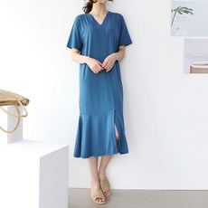 브이넥수유 반팔 원피스