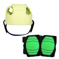 嬰兒護頭帽+矽膠護膝, 綠色