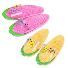 女用玉米造型室內拖鞋 黃色+粉色, 1套