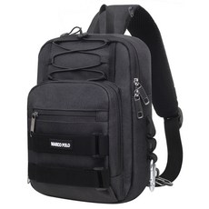 MARCO POLO 魔術貼多層收納單肩包 MP3043, 黑色的