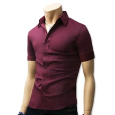 BLUEFORCE 男款大尺碼素色彈性短袖襯衫