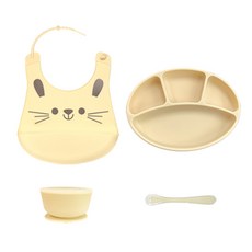 블루마마 모두아이 실리콘 유아식기 4종 세트, 버터, 흡착식판 + 흡착볼 + 턱받이 + 이유식스푼 랜덤발송, 1개