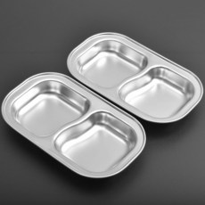 2格不鏽鋼零食盤, 銀色, 兒童餐盤, 2入