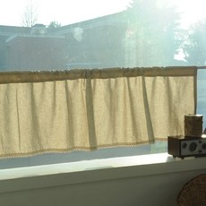 Maison de亞麻蕾絲廚房半窗簾, 自然米色