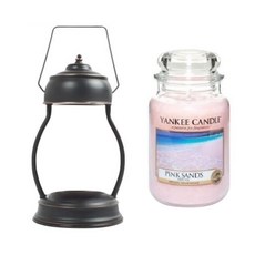 YANKEE CANDLE Rajja + 蠟燭加熱器 + 燈泡 2 件套, 暖燈(復古黑)/蠟燭(粉紅沙)