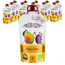 루돌프 유기농 과일퓨레, 배+푸룬 혼합맛, 12개, 110g