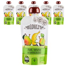 루돌프 유기농 과일퓨레, 배+바나나+구스베리 혼합맛, 6개, 110g