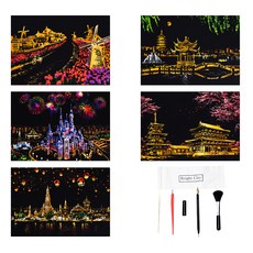 yuelu Scratchbook A1 繪畫 DIY 5件套, 混色