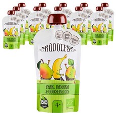루돌프 유기농 과일퓨레, 배+바나나+구스베리 혼합맛, 12개, 110g