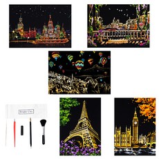 yuelu Scratchbook A2 繪畫 DIY 5件套, 混色