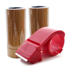 VICDREAM 米色箱型膠帶 經濟包裝 50m*10入+膠帶切割器, 1套