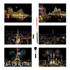 刮畫本 B2號 繪圖 DIY 6件組, 混合顏色, 1個