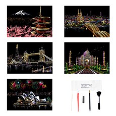 yuelu Scratchbook C1 繪畫 DIY 5件套, 混色