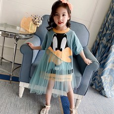 엔젤아이 여아용 오리 망사 원피스