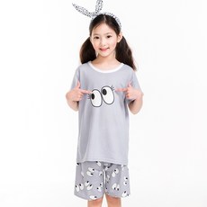 eline 女童涼感透氣Something短袖上下睡衣套裝