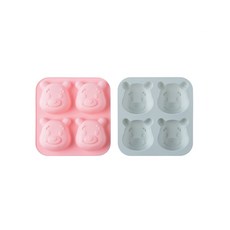 You & Me 矽膠手工冰淇淋模具 BG019 2件組, 1套, 小熊(粉色, 藍色)