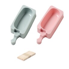 U&Me矽膠手工冰淇淋模具BG012 2種+木棒50p套組, 橢圓形（藍色、粉色）, 1套