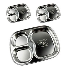 小熊圖樣3格心形分隔餐盤, 單色, 3入