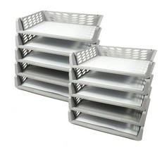 A4分隔文件整理籃 橫式 10入, 1set, 粉彩灰