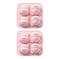 유앤미 실리콘 수제 아이스크림 몰드 BG020, 원숭이(핑크), 2개