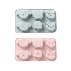 矽膠蛋糕餅乾模具2件組 BG028, 藍色, 粉色, 1套