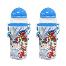 헬로카봇 야구모자 빨대보틀 2p, 혼합색상, 350ml
