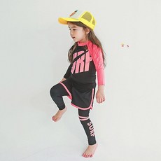 GOING KIDS 孩童印花長袖泳衣+短褲長褲