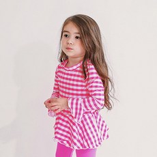 GOING KIDS 女童款格紋印花長袖泳衣