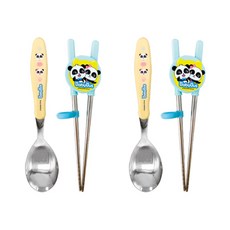 르번 국산 베이비버스 혼자서도잘해요 스푼 + 양손교정 젓가락 세트, 혼합색상, 2세트