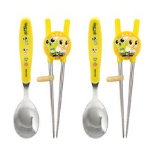 르번 국산 신비아파트 3 스푼 + 양손교정 젓가락 세트, 혼합색상, 2세트