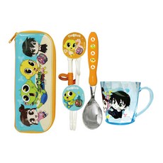LE BARN 辛比的怪怪屋印花學習餐具+塑膠杯組, 混色, 1組