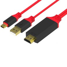 OIKWAN Aiquin USB3.1 Type-C 轉 HDMI 鏡像傳輸線 MHL, 黑色/紅色 2M, 1個