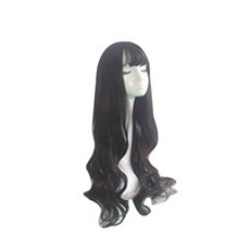 vvgabal 女性長波浪整頂假髮 煙燻灰燙髮, 自然黑, 1個