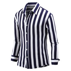 DAKUANG 男式遮陽篷條紋長袖襯衫 A03J2_st0101