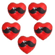 Livingda 鬍子造型鋁箔氣球 40cm, 鬍子紅色, 5個