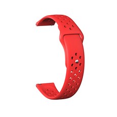 비쉐르 갤럭시 액티브 1/2/워치3 20mm 펀칭라인 실리콘 밴드 스트랩 (40/41/42mm 호환 가능), 레드, 1개