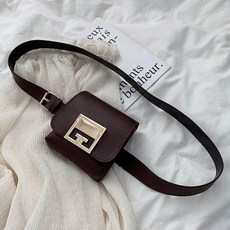 GLAM DIVV 萊維方形腰包皮帶包, 深棕色