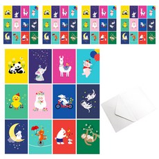 Maumdama Vivid動物明信片 12種 x 5p + 信封, 混合顏色, 1套