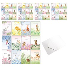 滿懷心意童話中的動物明信片 12種*5入+信封, 混色, 1套
