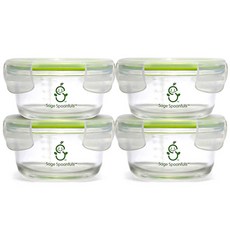 Sage Spoonfuls 圓形玻璃食品保存容器 200ml, 混色, 4入